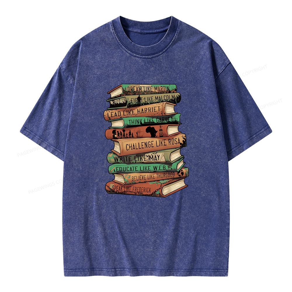 Pagewings Black History Month Books Unisex Washed T-shirt