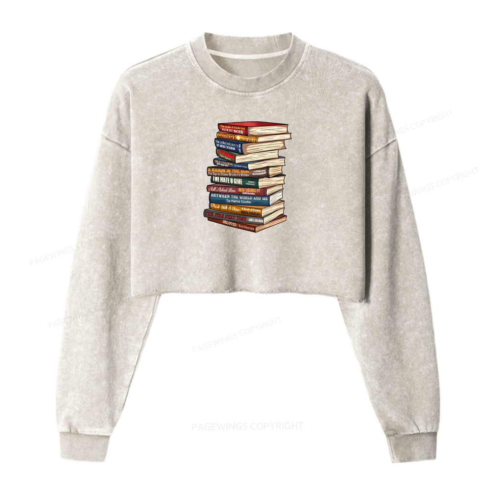 Pagewings Black History Month Books Washed Crop Sweatshirt