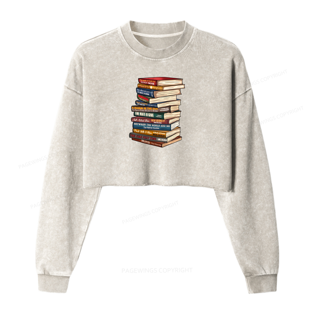 Pagewings Black History Month Books Washed Crop Sweatshirt