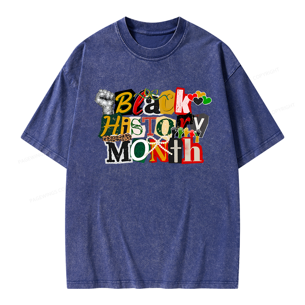 Pagewings Black History Month Unisex Washed T-shirt