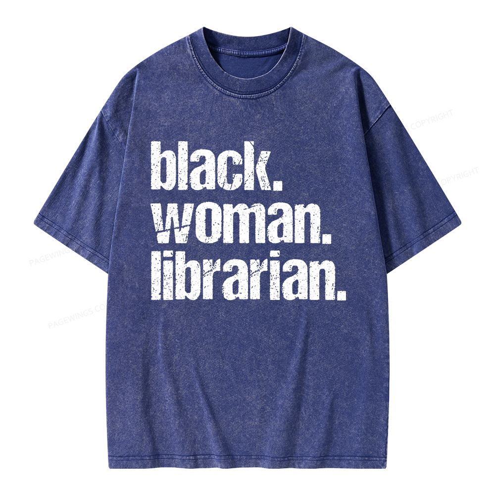 Pagewings Black Woman Librarian Unisex Washed T-shirt