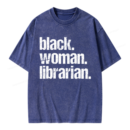 Pagewings Black Woman Librarian Unisex Washed T-shirt