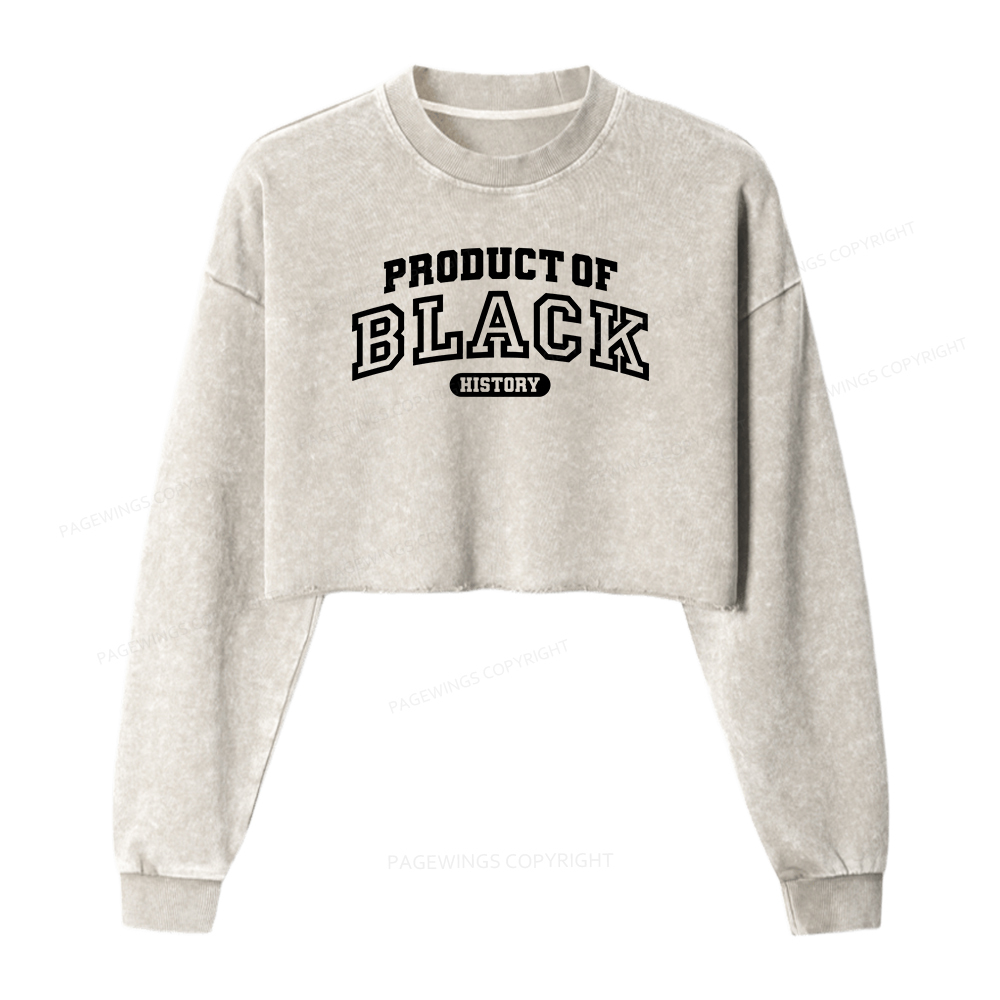 Pagewings Product of Black History Washed Crop Sweatshirt