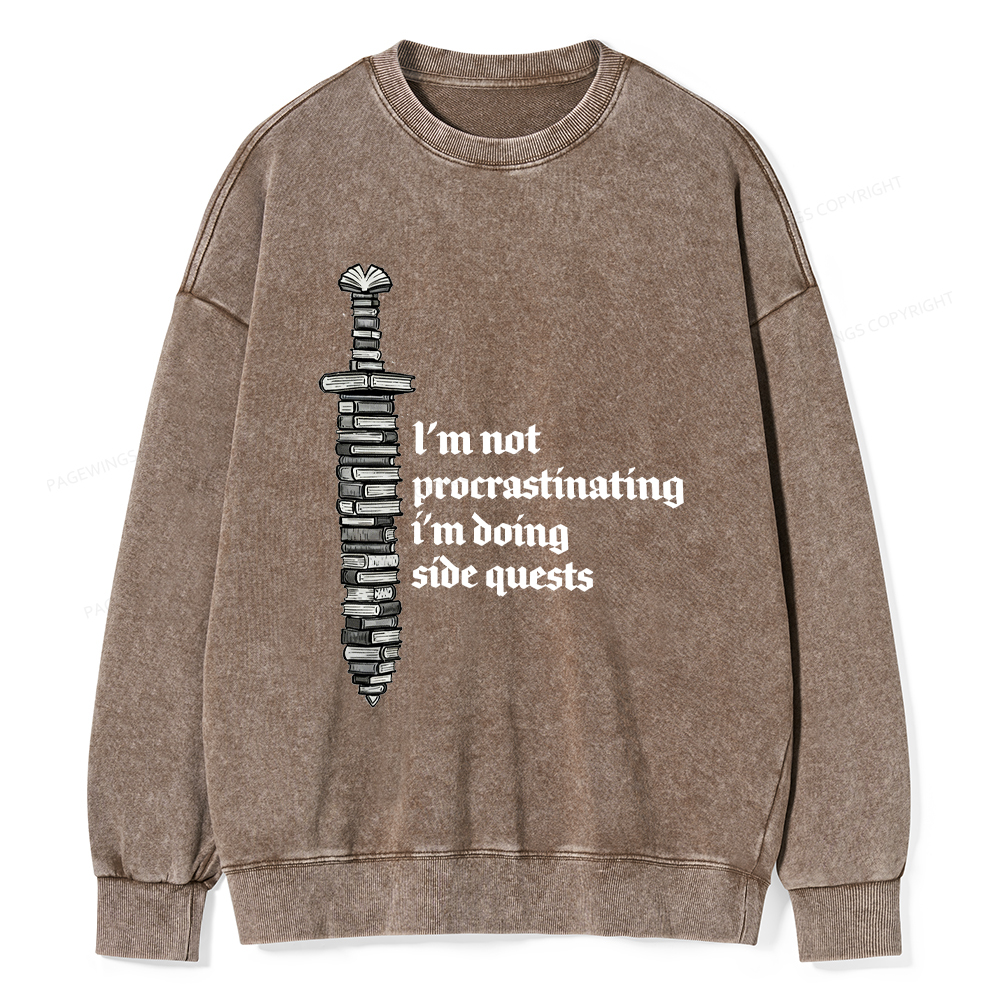 Pagewings I'm Doing Side Quests Unisex Washed Sweatshirt