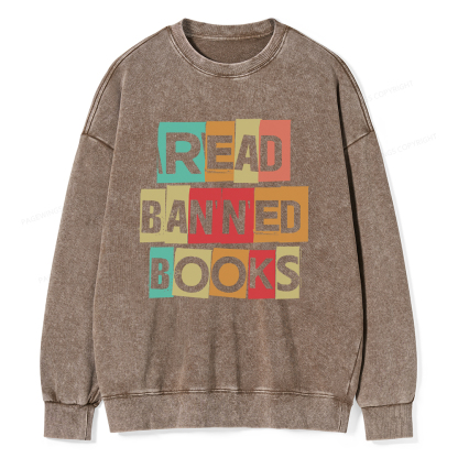 Pagewings Read Banned Books Shirt Unisex Washed Sweatshirt