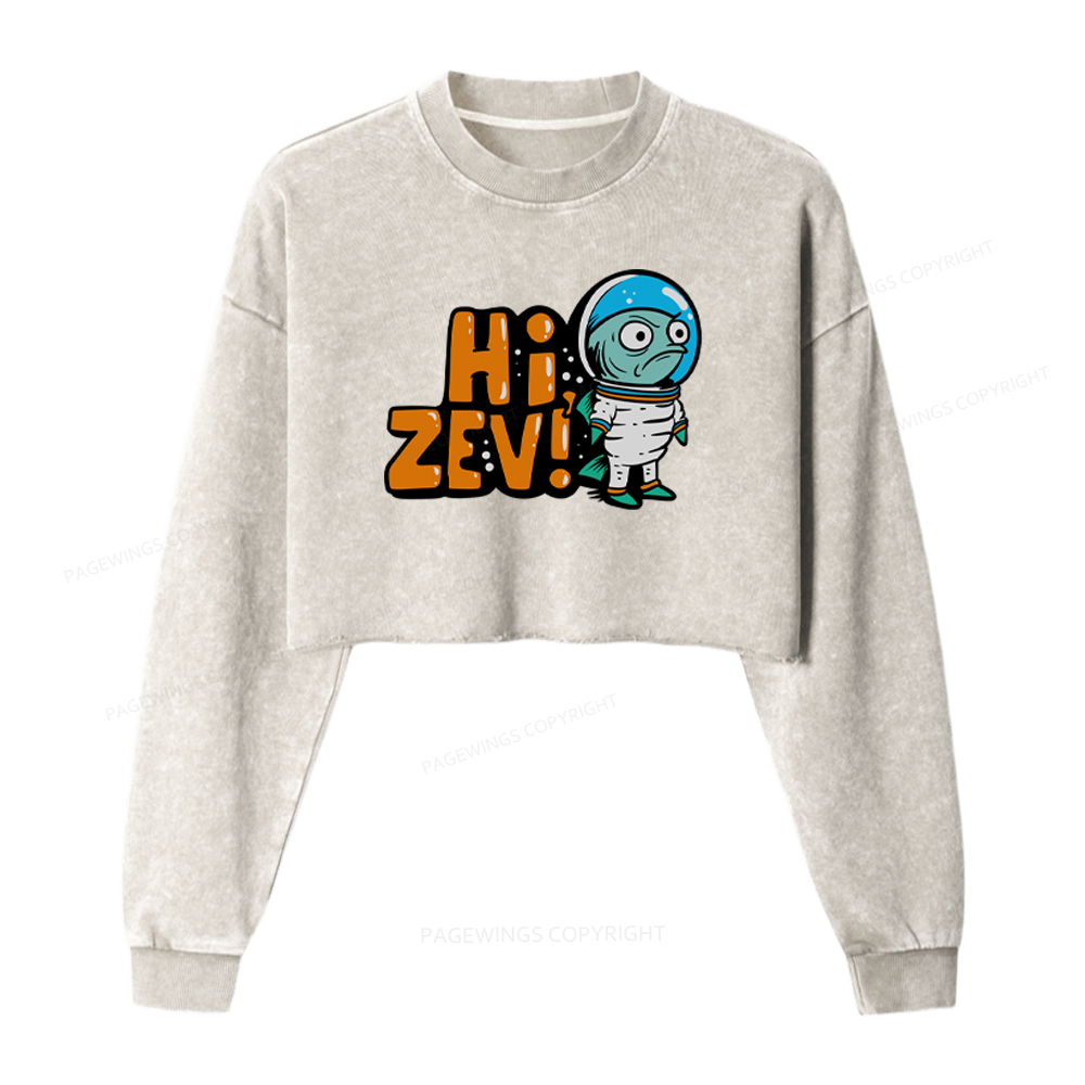 Pagewings Sci-Fi Book Lover Washed Crop Sweatshirt