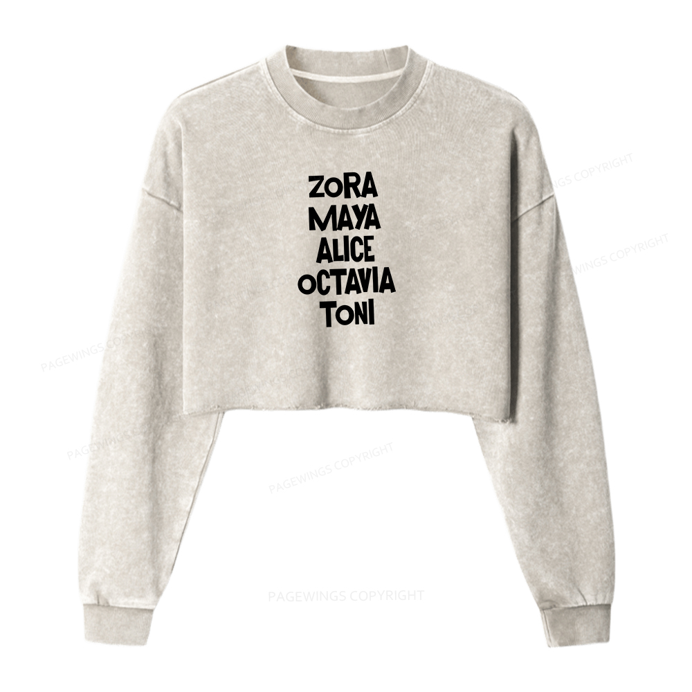 Pagewings Black Female Authors Washed Crop Sweatshirt
