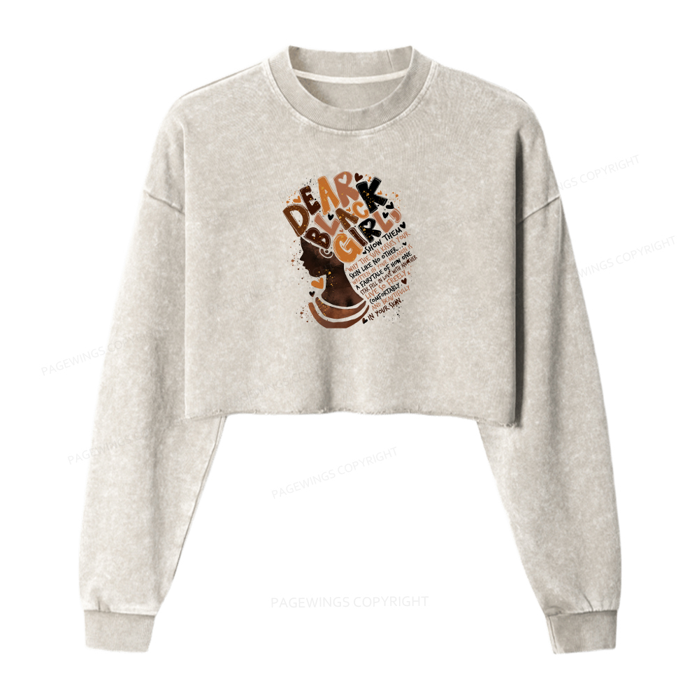 Pagewings Dear Black Girl Washed Crop Sweatshirt