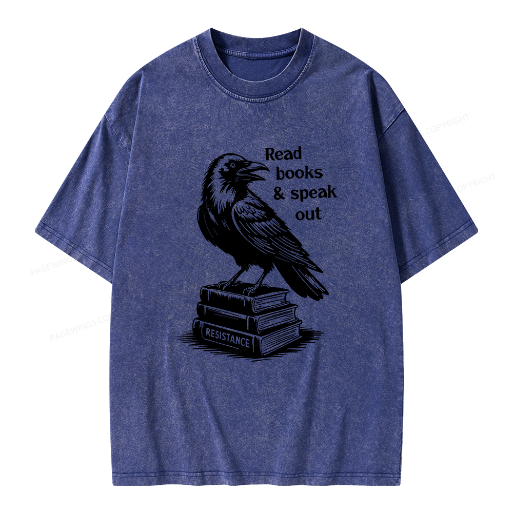Pagewings Read Books Speak Out Unisex Washed T-shirt