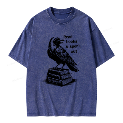 Pagewings Read Books Speak Out Unisex Washed T-shirt