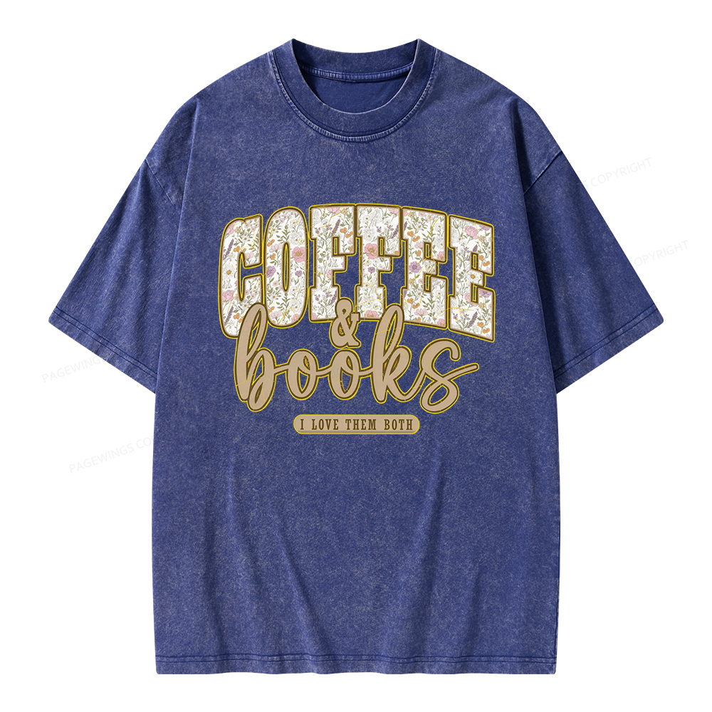 Pagewings Coffee and Books Unisex Washed T-shirt