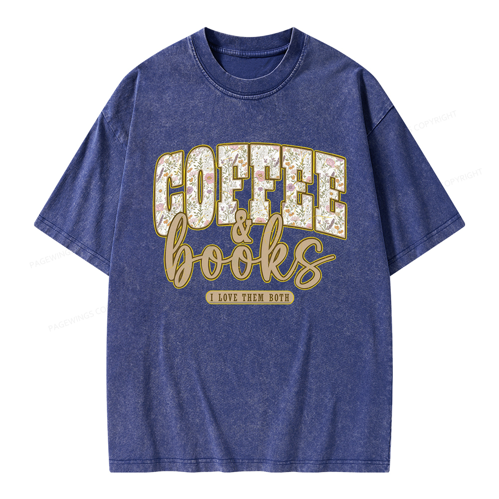 Pagewings Coffee and Books Unisex Washed T-shirt