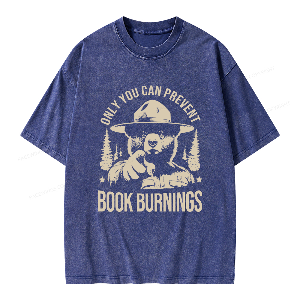 Pagewings Only You Can Prevent Book Burnings Unisex Washed T-shirt