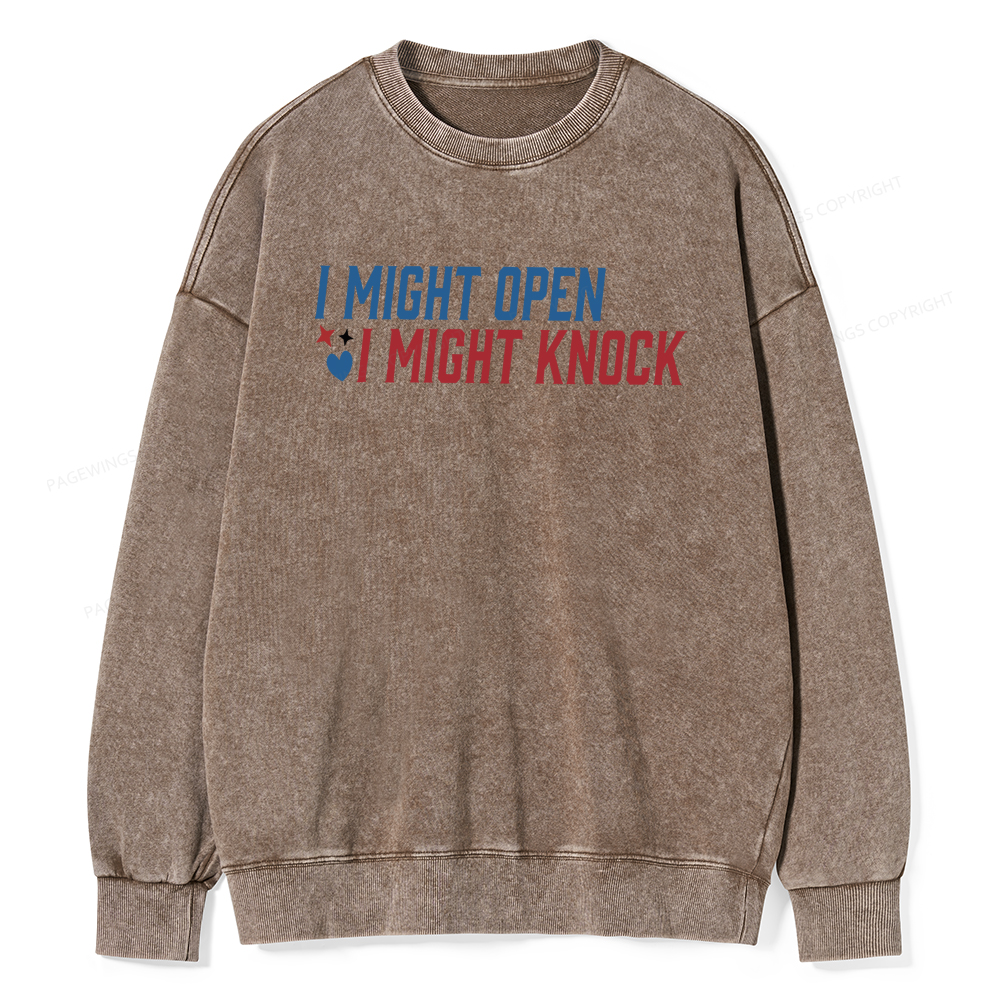 Pagewings I Might Knock Unisex Washed Sweatshirt