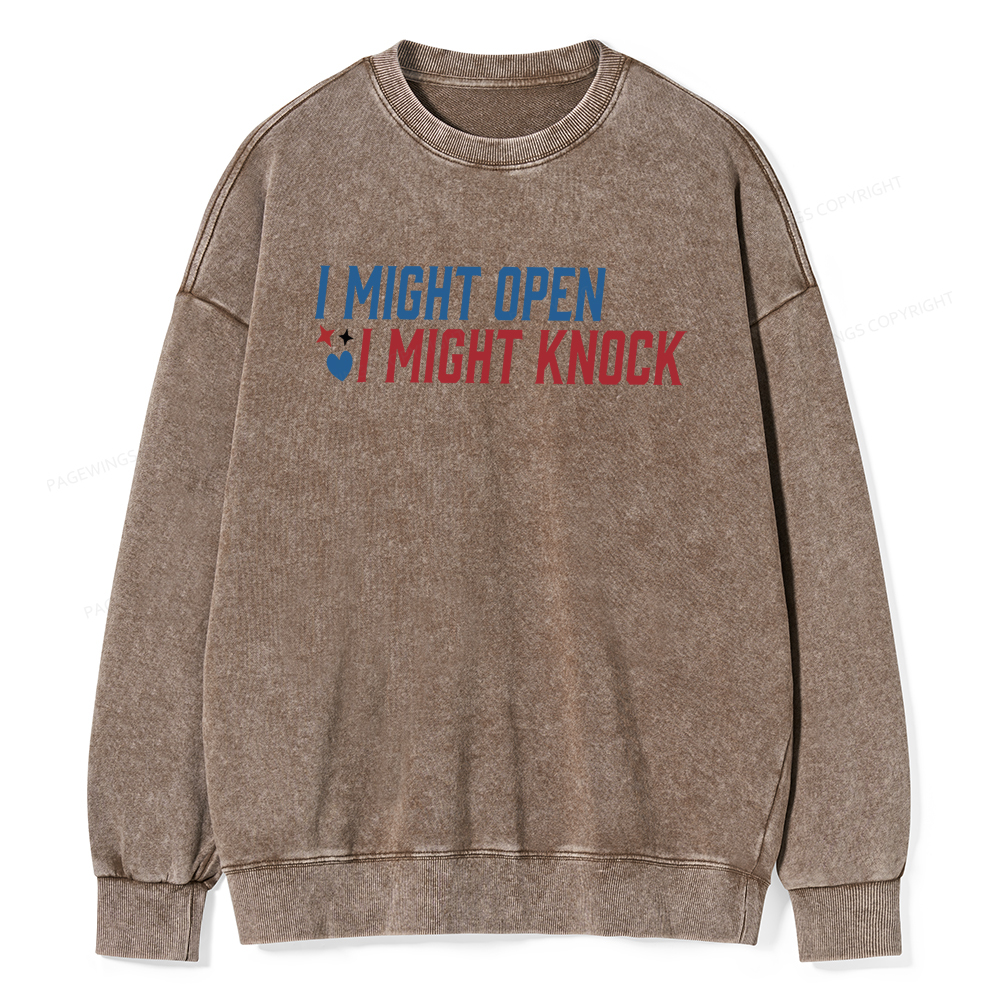Pagewings I Might Knock Unisex Washed Sweatshirt