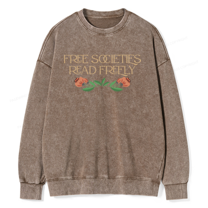Pagewings Free Societies Read Freely Shirt Unisex Washed Sweatshirt