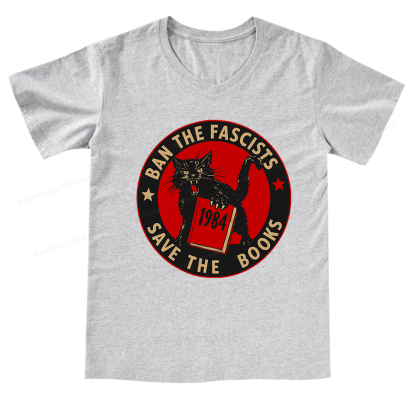 Pagewings Ban The Fascists Save The Books V-neck T-shirt