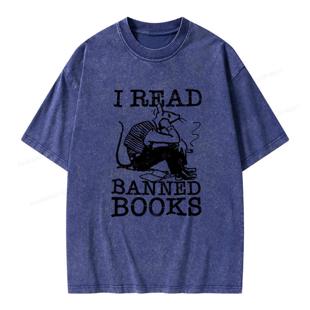 Pagewings I Read Banned Books T Shirt Unisex Washed T-shirt