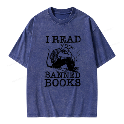 Pagewings I Read Banned Books T Shirt Unisex Washed T-shirt