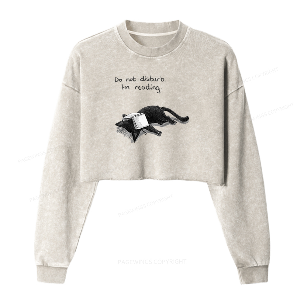 Pagewings Do Not Disturb I'm Reading Washed Crop Sweatshirt