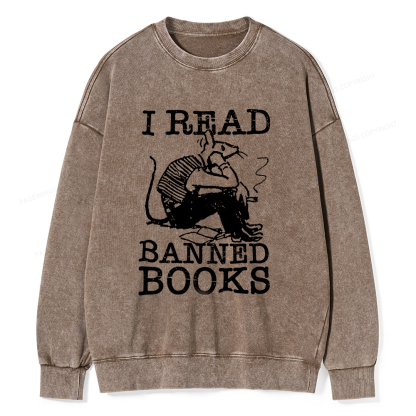 Pagewings I Read Banned Books T Shirt Unisex Washed Sweatshirt