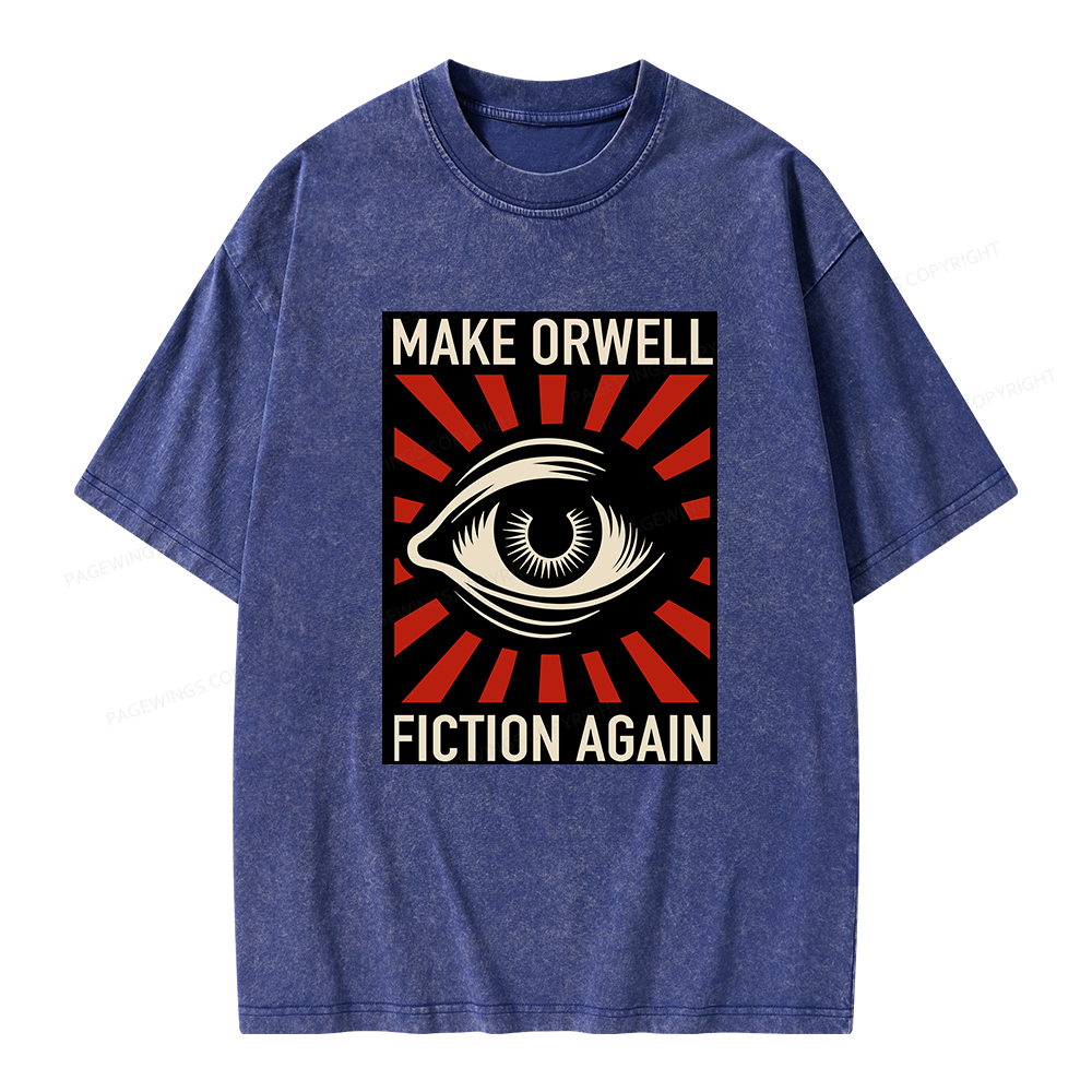 Pagewings Make Orwell Fiction Again Unisex Washed T-shirt