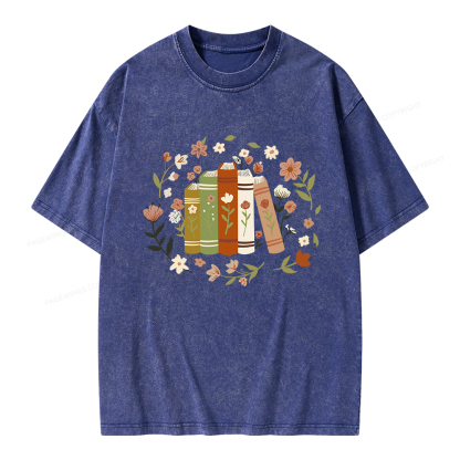 Pagewings Floral Book Unisex Washed T-shirt