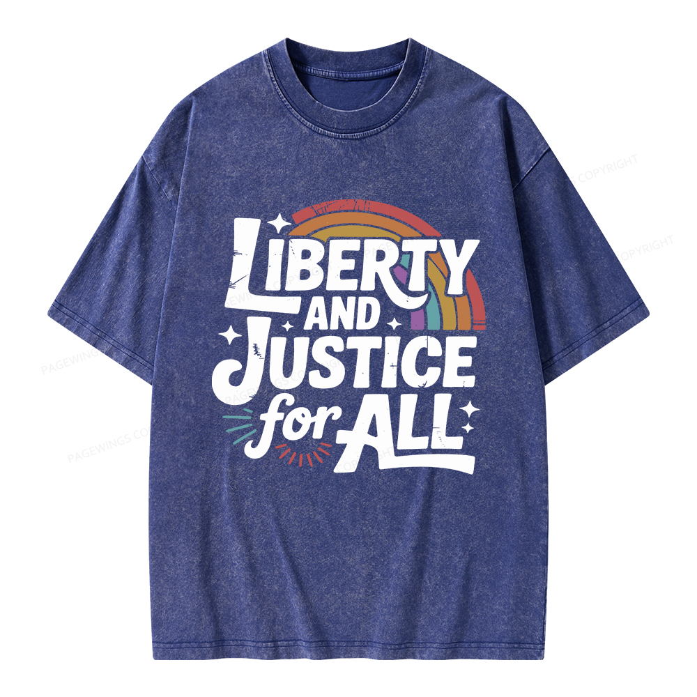 Pagewings Liberty And Justice For All Unisex Washed T-shirt