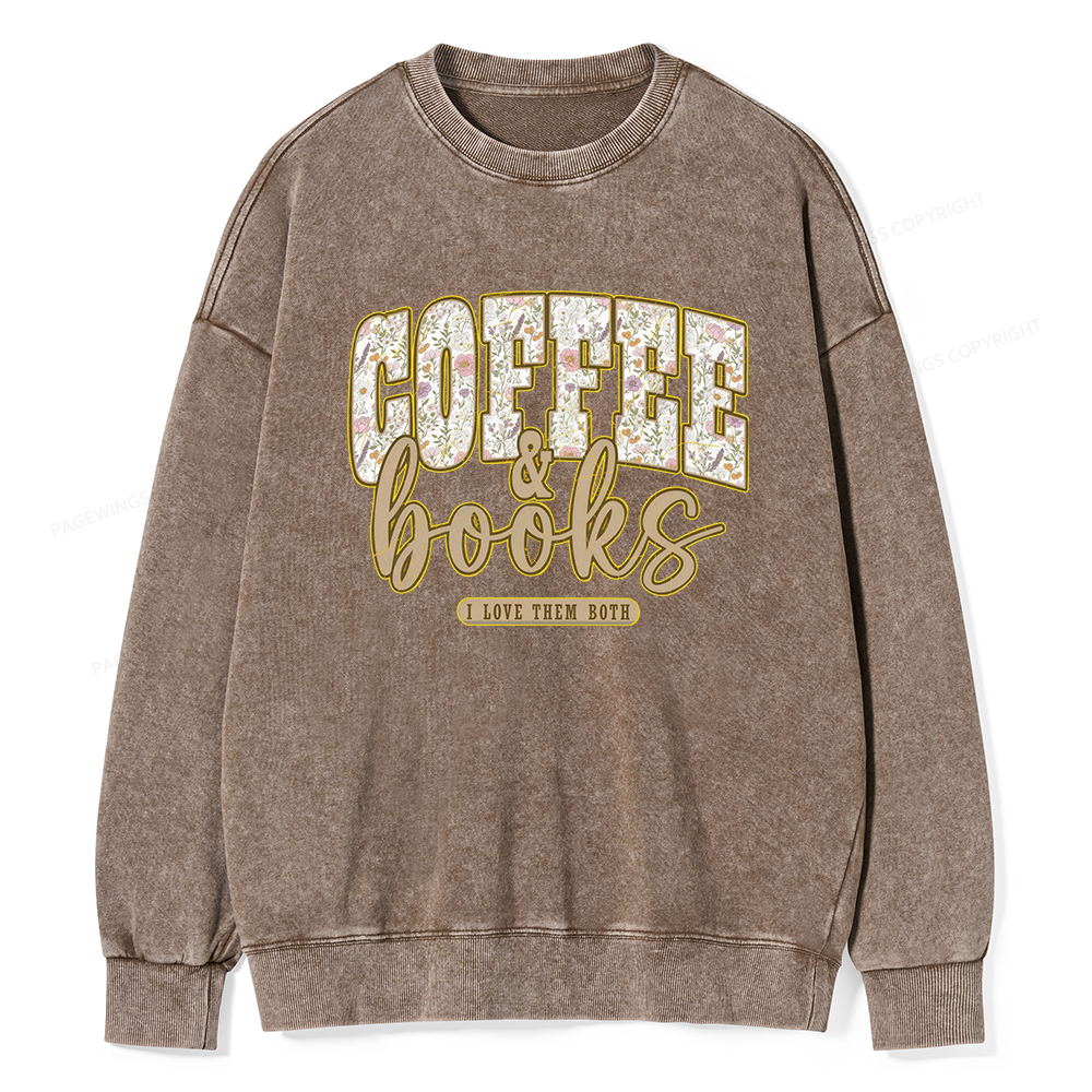 Pagewings Coffee And Books Washed Sweatshirt