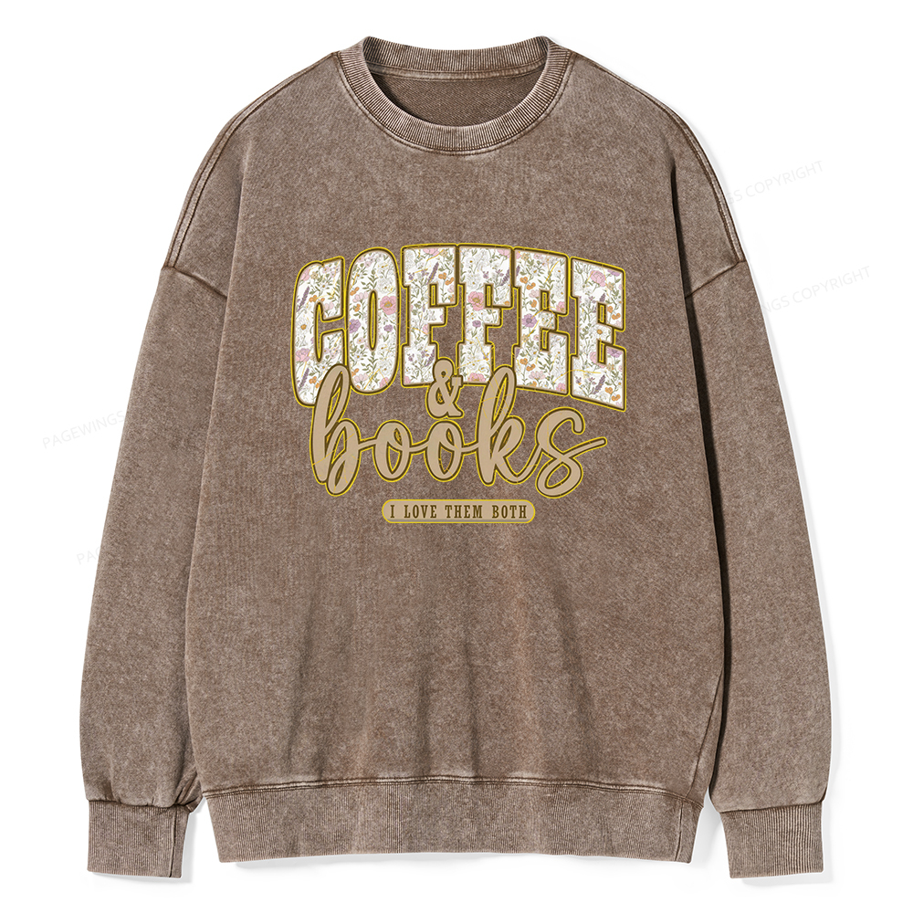 Pagewings Coffee And Books Washed Sweatshirt