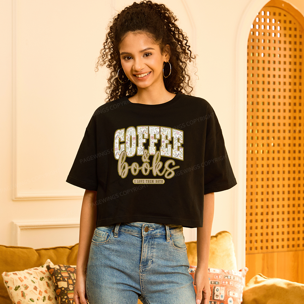 Pagewings Coffee And Books Women Crop Tops