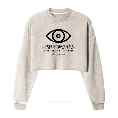 Pagewings Free Speech Washed Crop Sweatshirt
