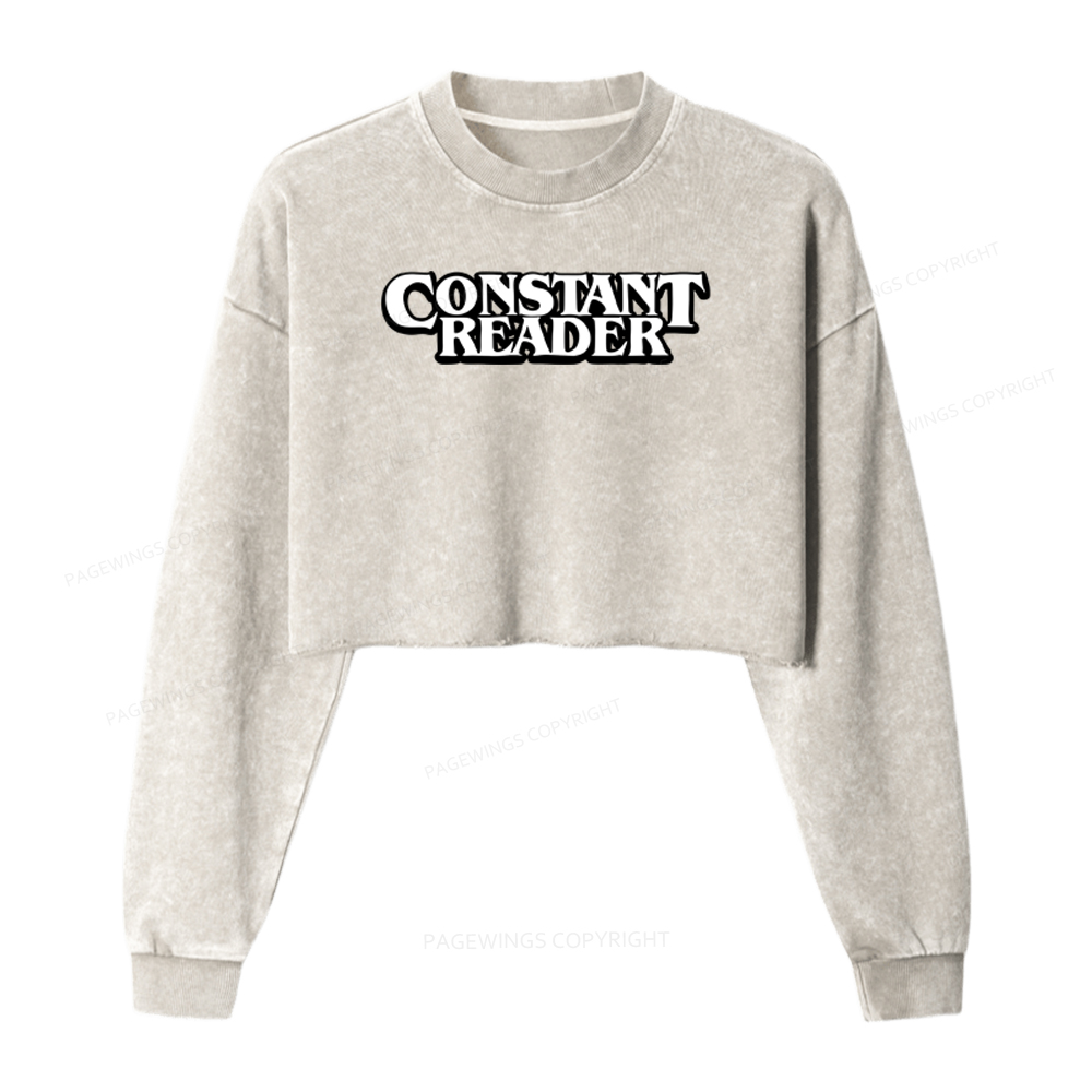 Pagewings Constant Reader Washed Crop Sweatshirt