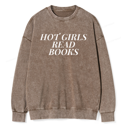 Pagewings Hot Girls Read Books Washed Sweatshirt