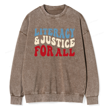 Pagewings Literacy And Justice For All Washed Sweatshirt