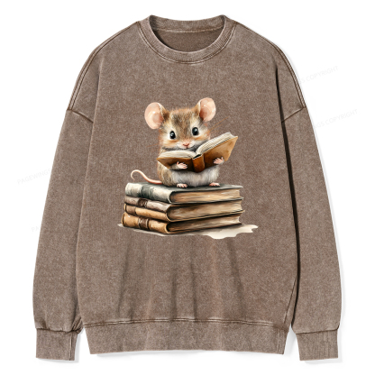 Pagewings Just A Mouse Who Loves Reading Washed Sweatshirt