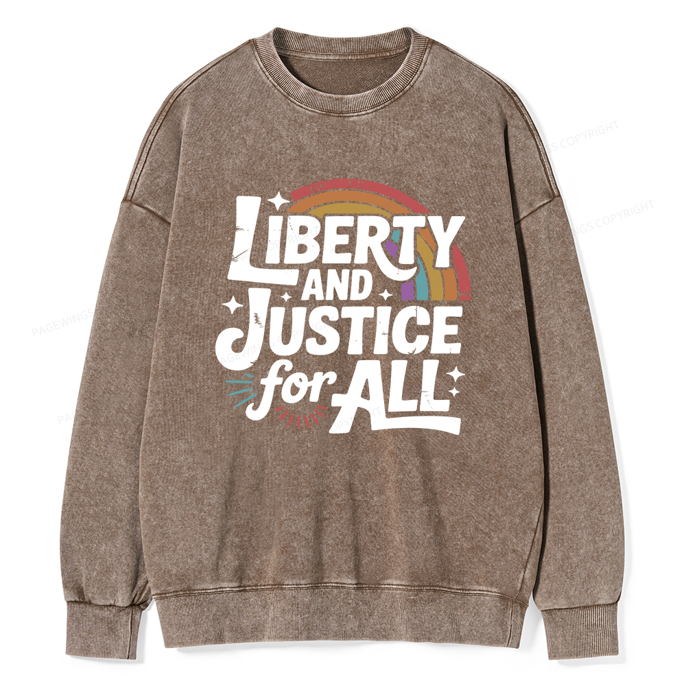 Pagewings Liberty And Justice For All Washed Sweatshirt