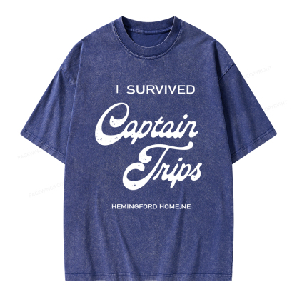 Pagewings I Survived Captain Trips Unisex Washed T-shirt