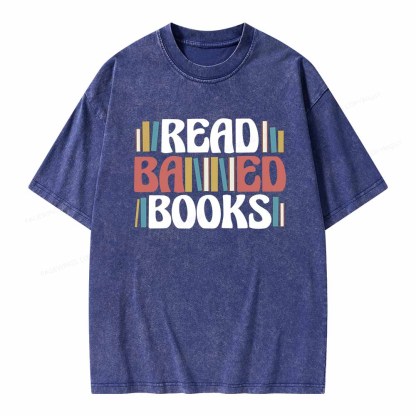 Pagewings Read Banned Books Unisex Washed T-shirt