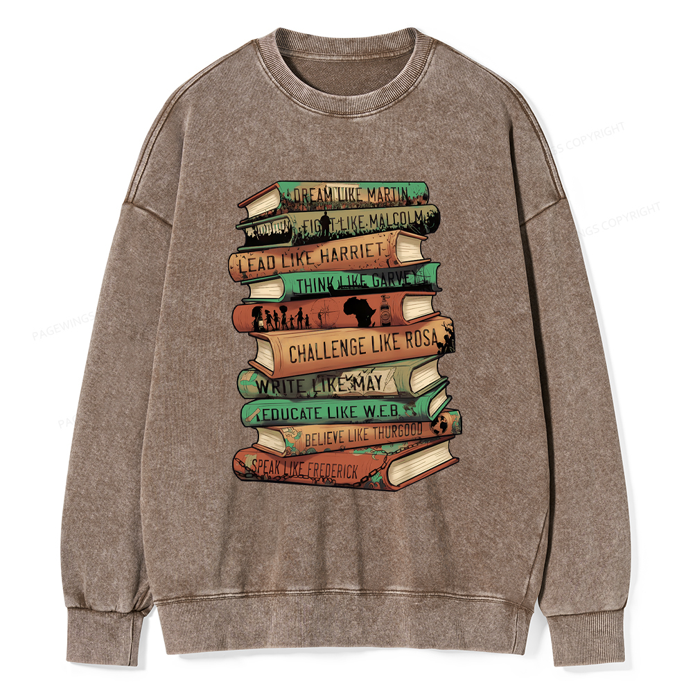 Pagewings Black History Month Books Washed Sweatshirt