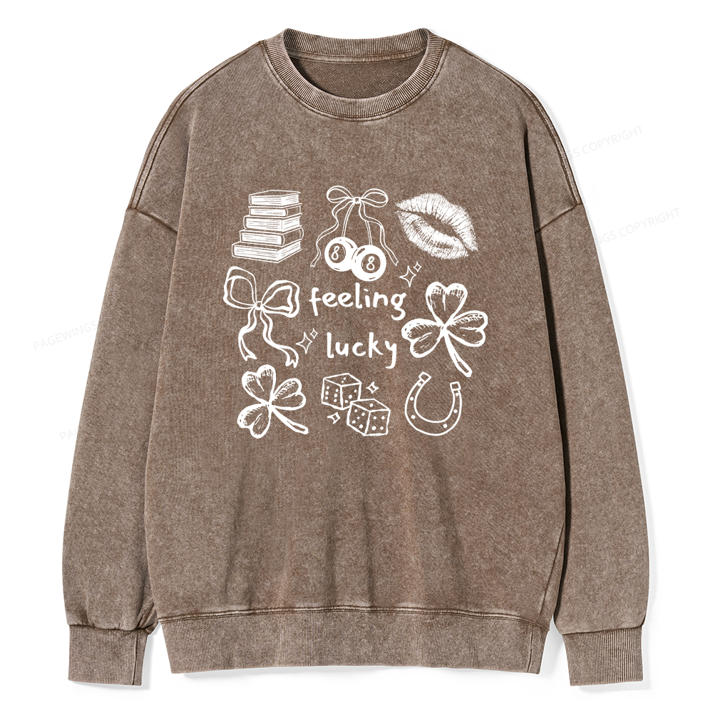 Pagewings Feeling Lucky St. Patrick's Day Washed Sweatshirt