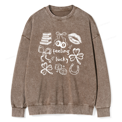 Pagewings Feeling Lucky St. Patrick's Day Washed Sweatshirt