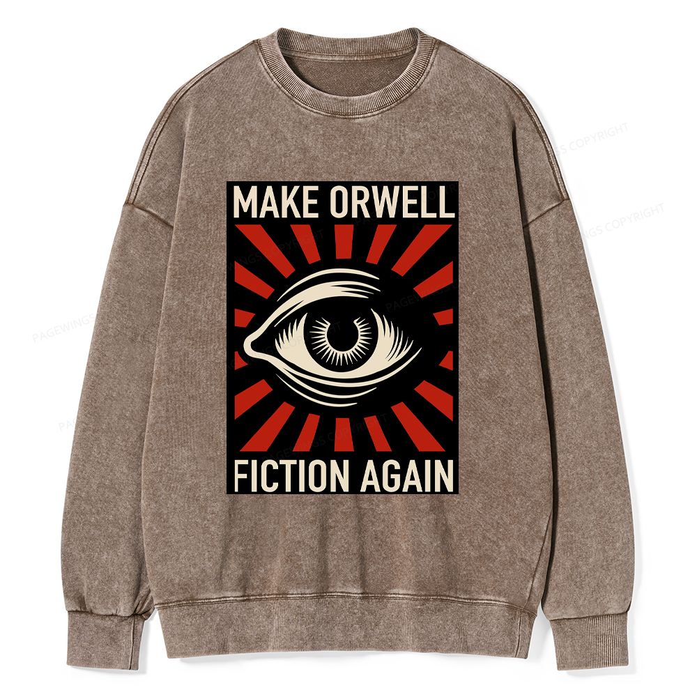 Pagewings Make Orwell Fiction Again Washed Sweatshirt