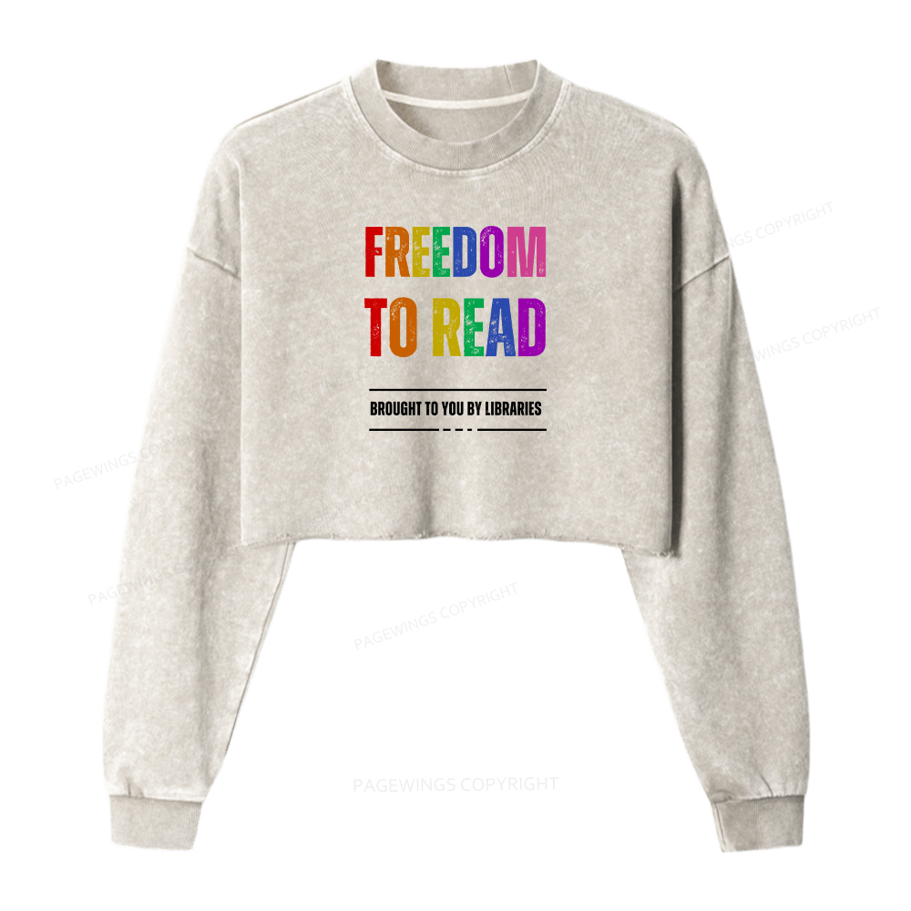 Pagewings Freedom To Read Washed Crop Sweatshirt