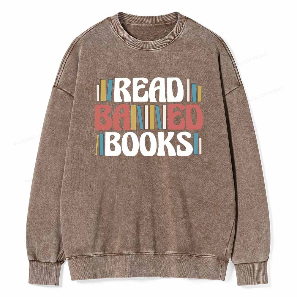 Pagewings Read Banned Books Unisex Washed Sweatshirt