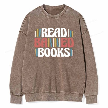 Pagewings Read Banned Books Unisex Washed Sweatshirt
