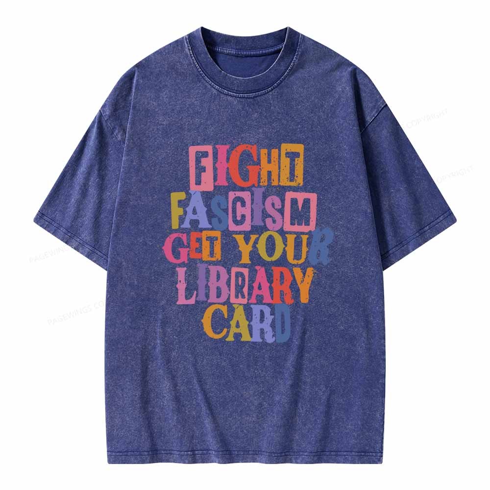 Pagewings Get Your Library Card Unisex Washed T-shirt