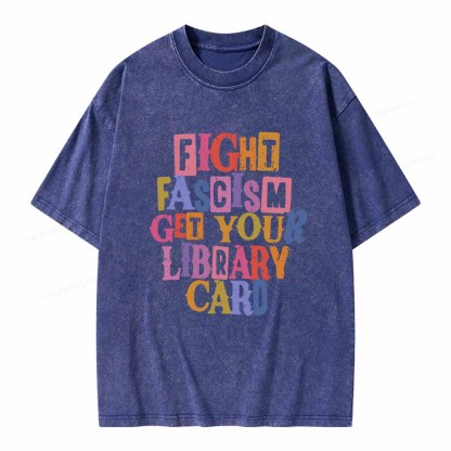 Pagewings Get Your Library Card Unisex Washed T-shirt