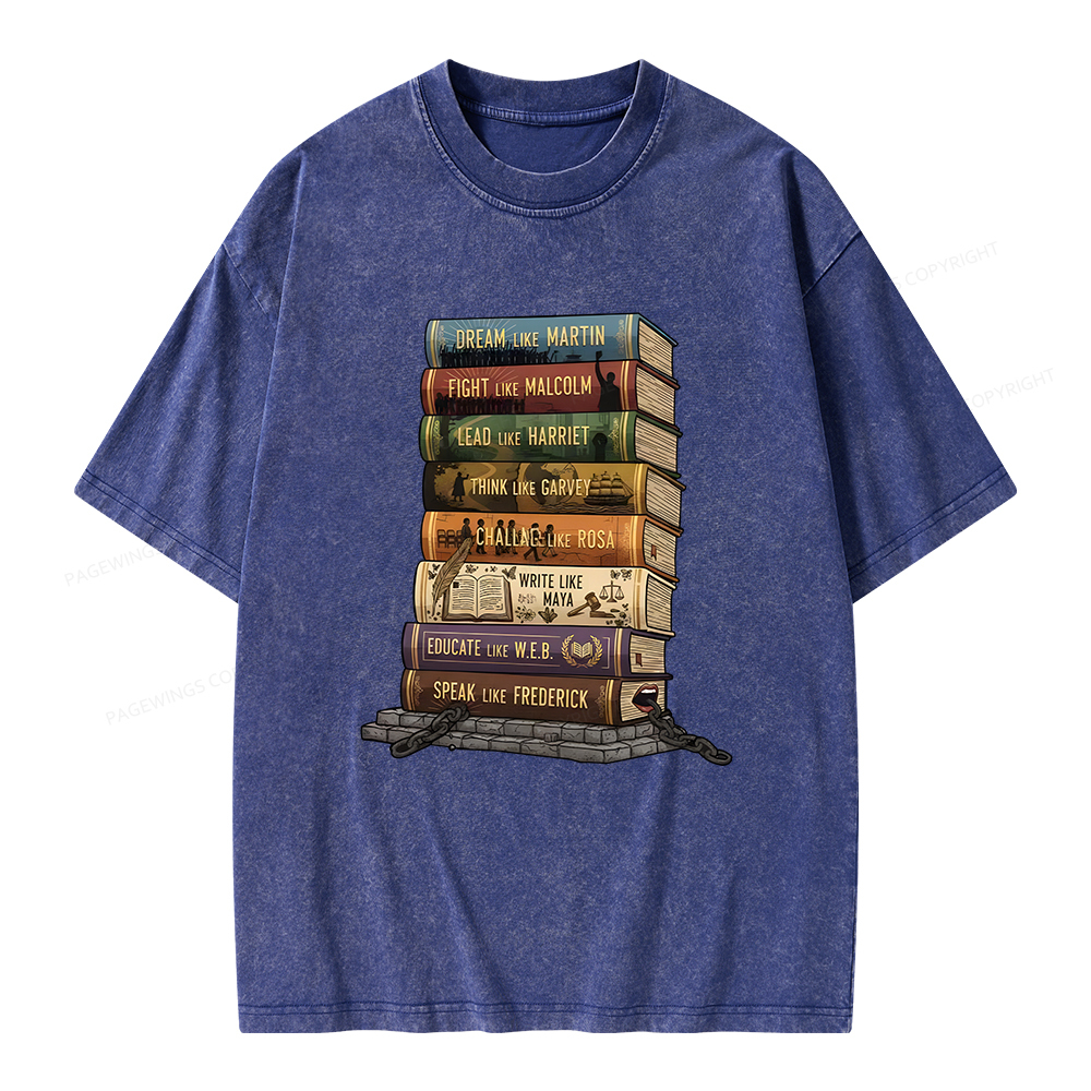 Pagewings Black History Books Unisex Washed T-shirt