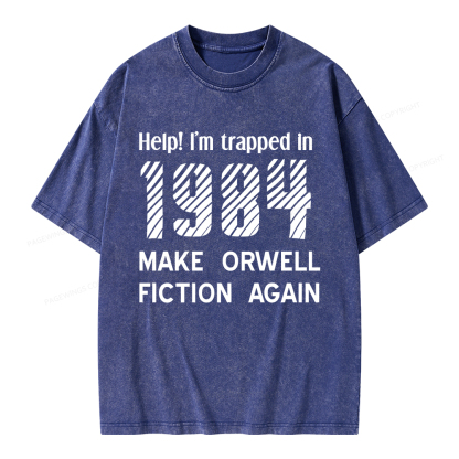 Pagewings Make Orwell Fiction Again Unisex Washed T-shirt